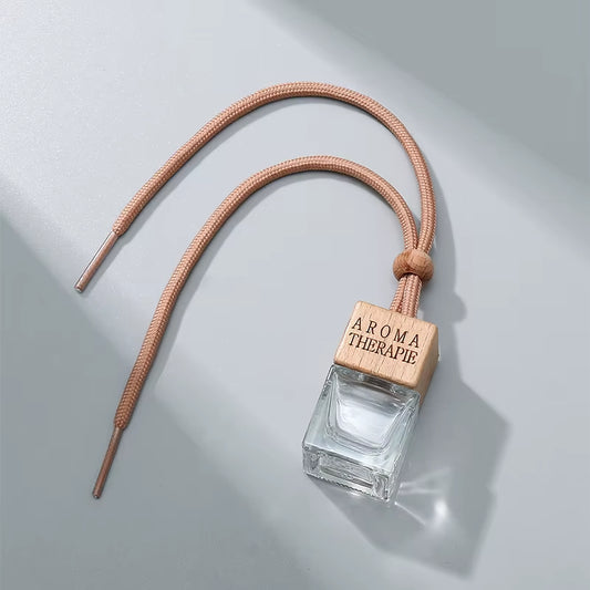 5/10 Pcs10Ml Square Wooden Cap Essential Oils Clear Glass Car Hanging Diffuser Perfume Bottles with Free Funnel,Dropper 5Pcs 10Ml Glass AUVELL