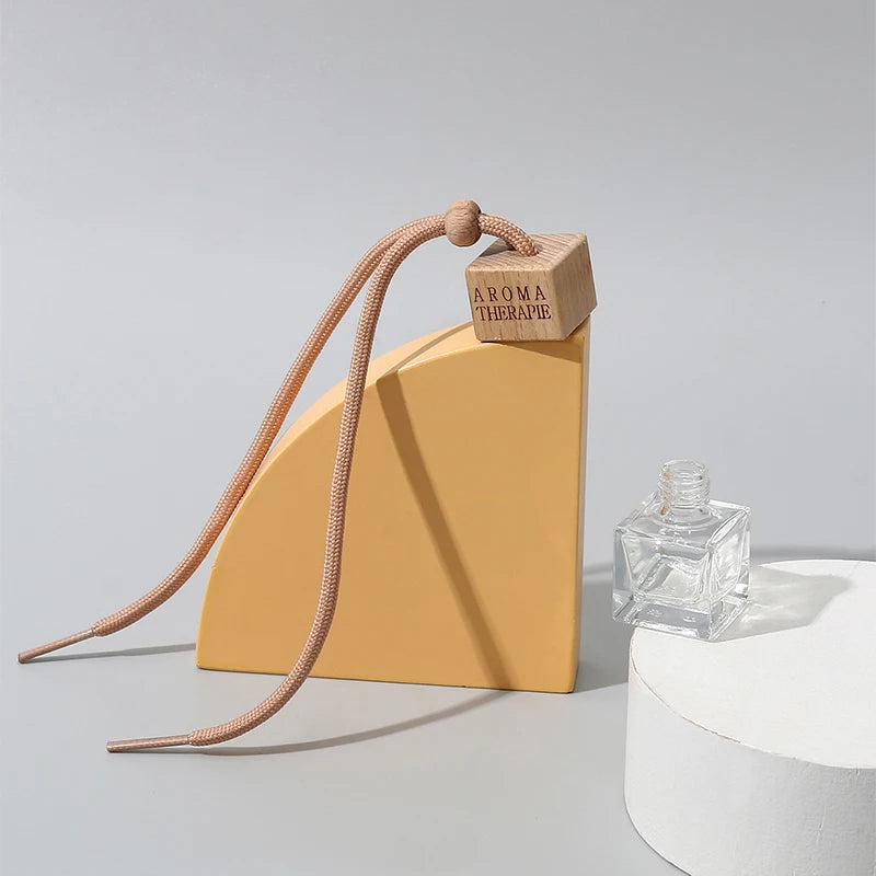 5/10 Pcs10Ml Square Wooden Cap Essential Oils Clear Glass Car Hanging Diffuser Perfume Bottles with Free Funnel,Dropper AUVELL