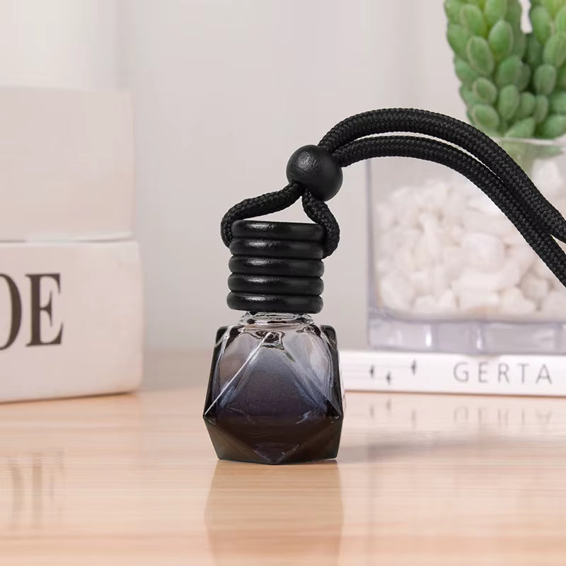1Psc Black Cap Dyed Square Cap Empty Bottle Car Essential Oil Diffuser Fragrance Air Freshener Scent Perfume Bottle Ornament A4 AUVELL