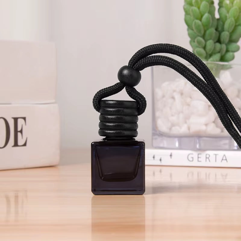 1Psc Black Cap Dyed Square Cap Empty Bottle Car Essential Oil Diffuser Fragrance Air Freshener Scent Perfume Bottle Ornament AUVELL