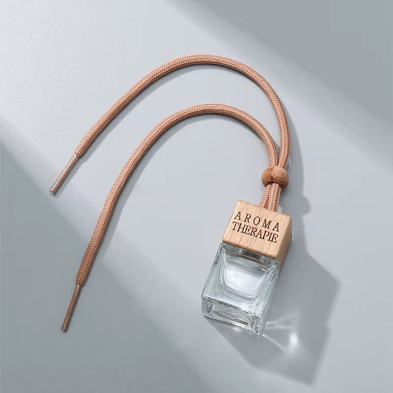 5/10 Pcs10Ml Square Wooden Cap Essential Oils Clear Glass Car Hanging Diffuser Perfume Bottles with Free Funnel,Dropper 5Pcs 10Ml Glass AUVELL